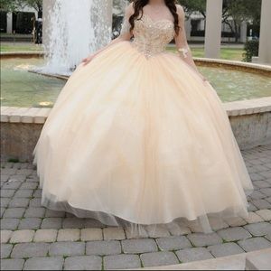 champagne quinceanera dress